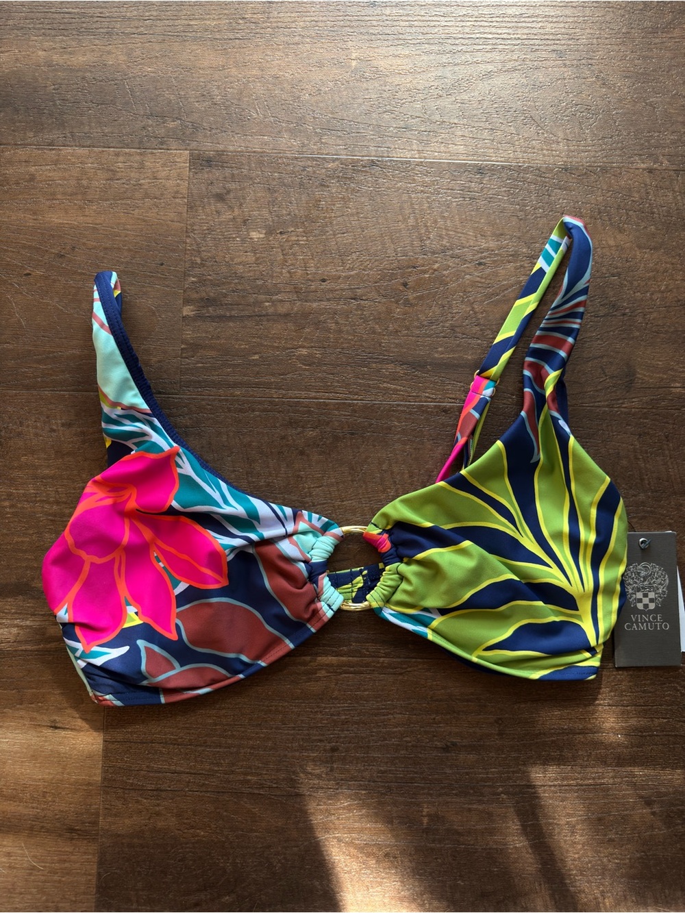 Vince Camuto Bright Tropical Print Bikini Top- NWT Size M